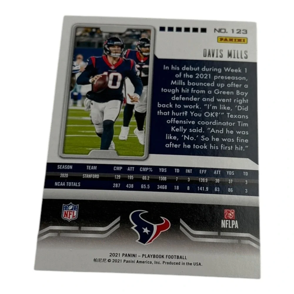 2021‎ Panini Playbook Davis Mills Houston Texans Rookie Card RC #123 Football